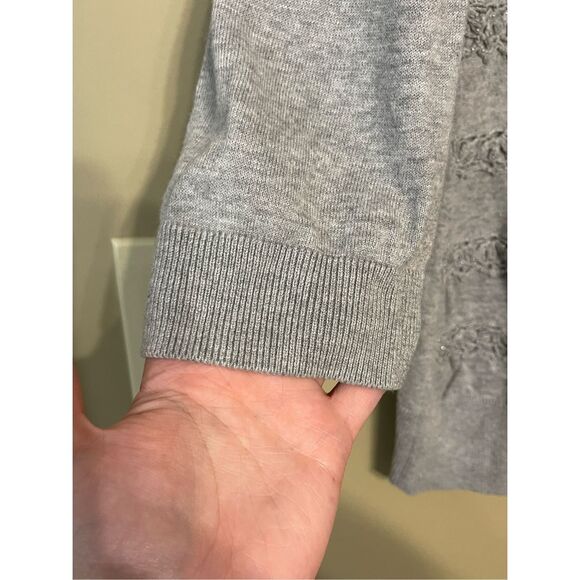 Halogen Womens Grey Silver Beaded Cotton Button up Cardigan Large - Picture 8 of 13